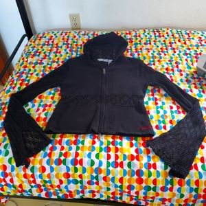Black zip up hooded sweater by Mudd, size medium